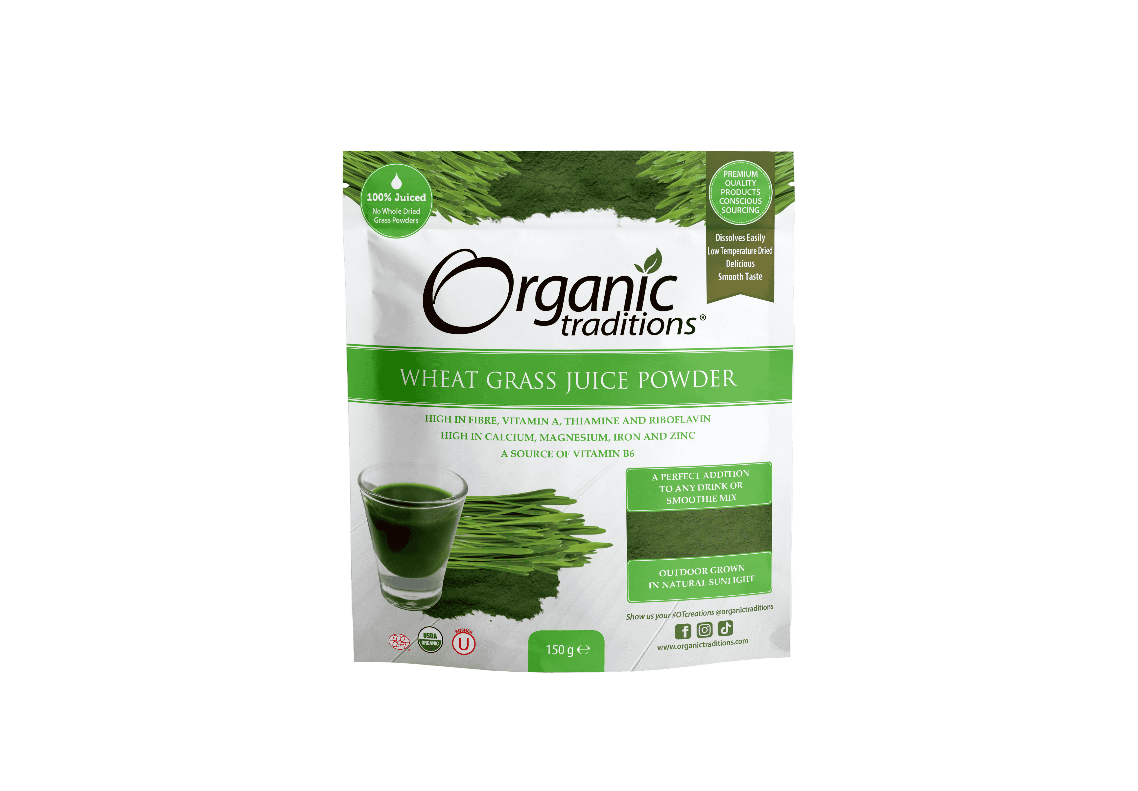 Organic Traditions Org Wheat Grass Juice Powder - 150g