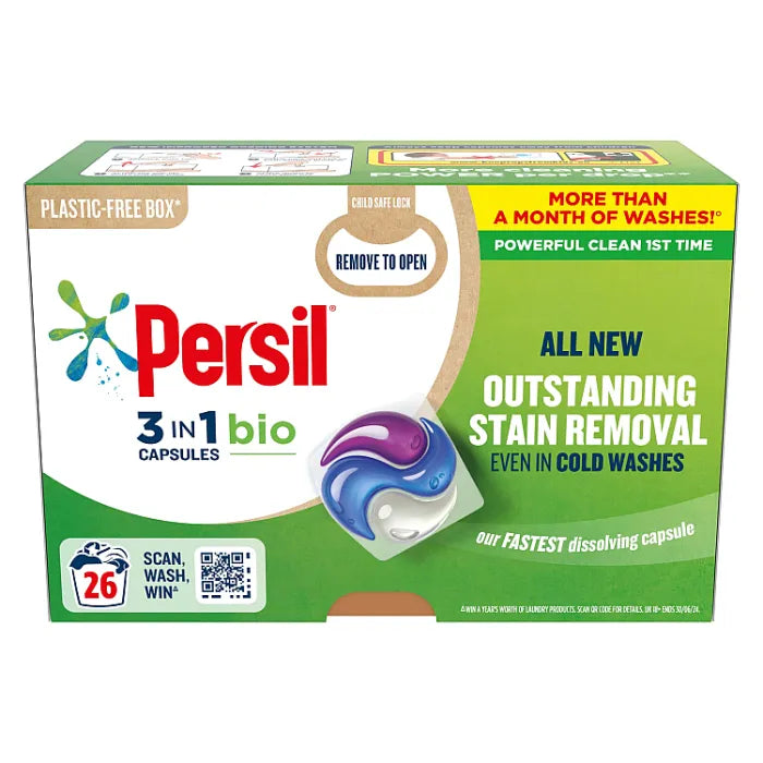 3 x Persil 3 In 1 Washing Capsules Bio 26 Washes