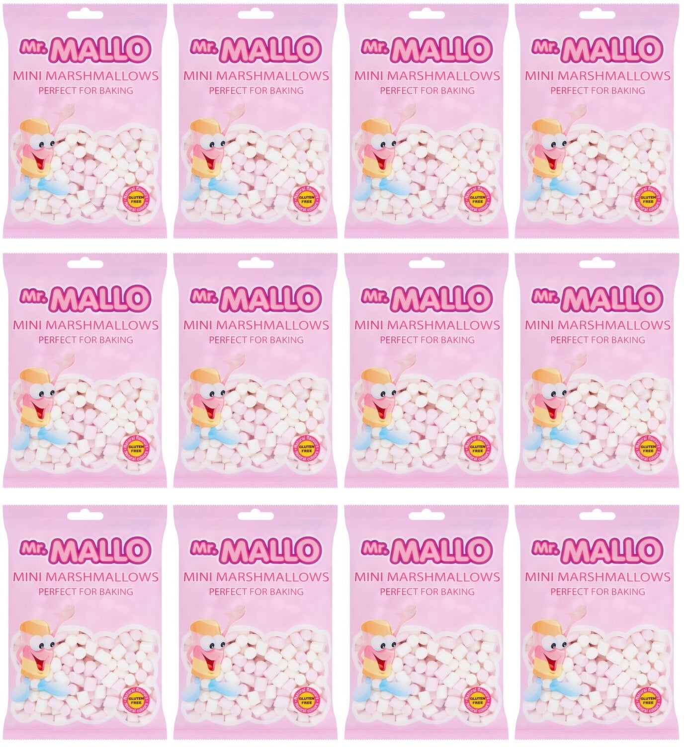 12 X Mr Mallo Pink & White Mini Marshmallows (12 Case) - 150G