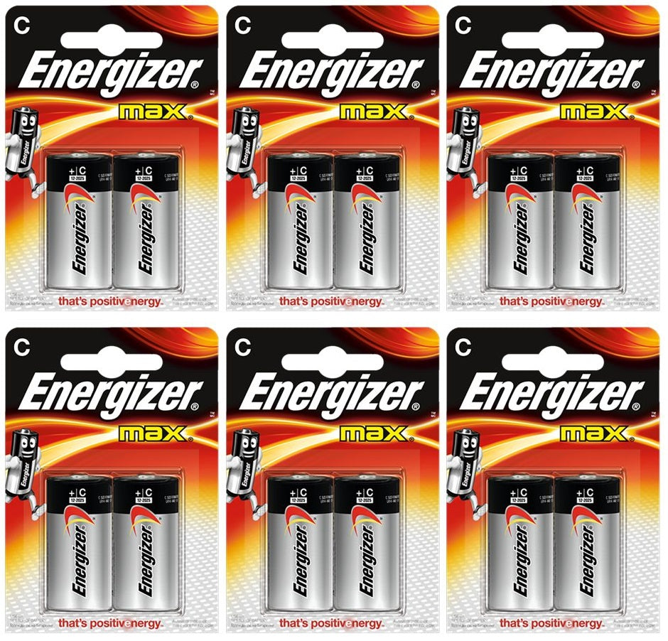 6 x Energizer Max C Batteries Alkaline 2 Pack