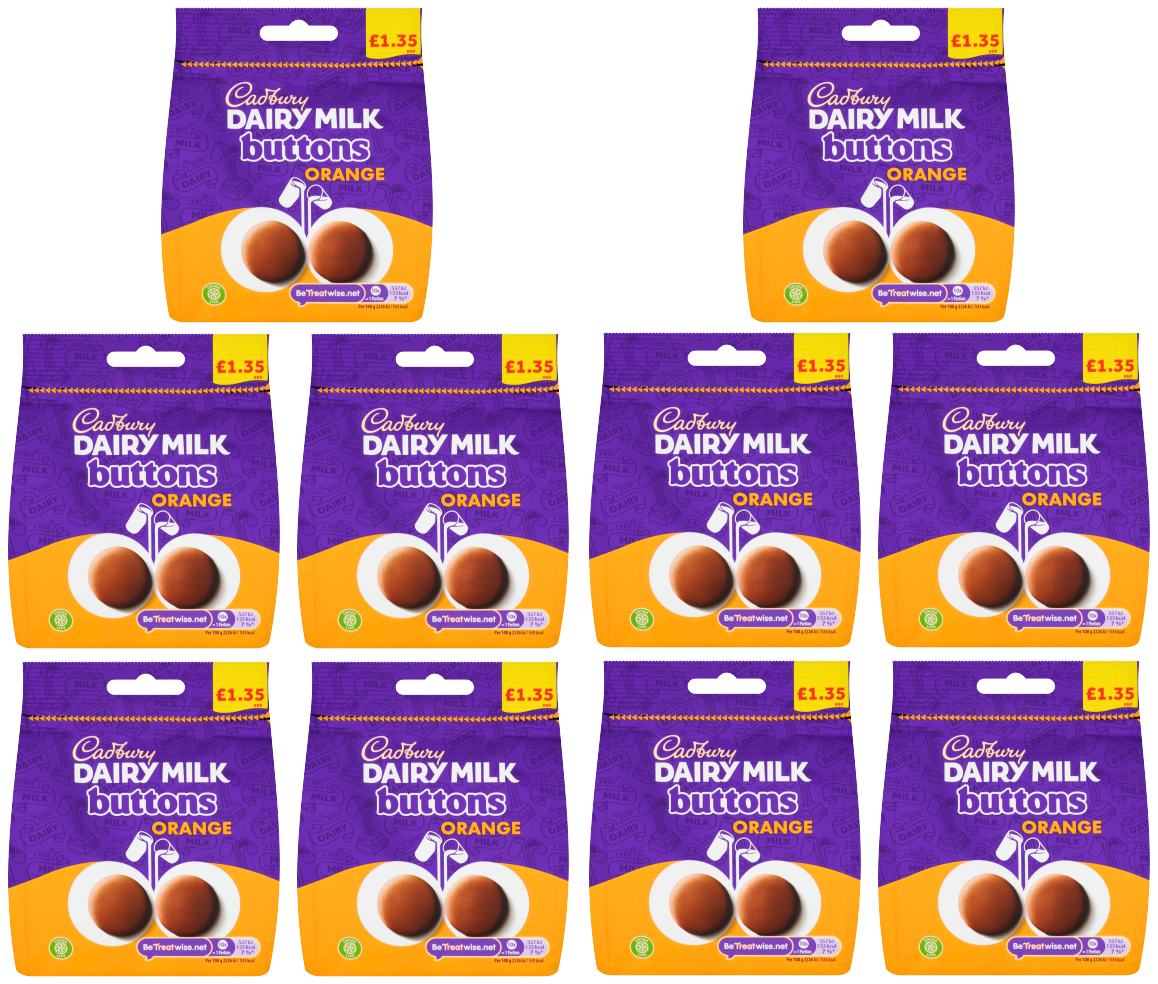 10 X Cadbury Orange Buttons 95GM