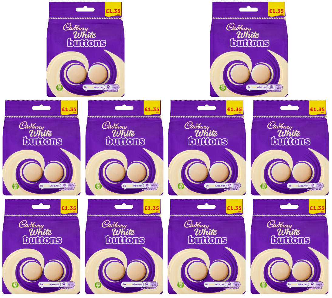 10 X Cadbury White Buttons 85GM