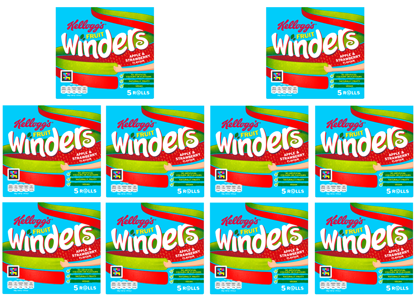 10 x Fruit Winders Strawberry & Apple 5Pk 17GM