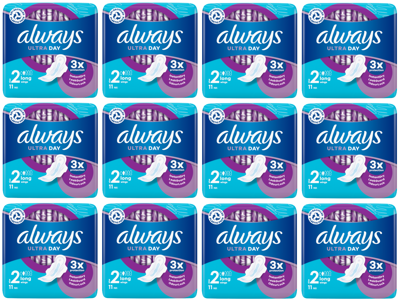 12 X Always Ultra Long Wings 11 PACK