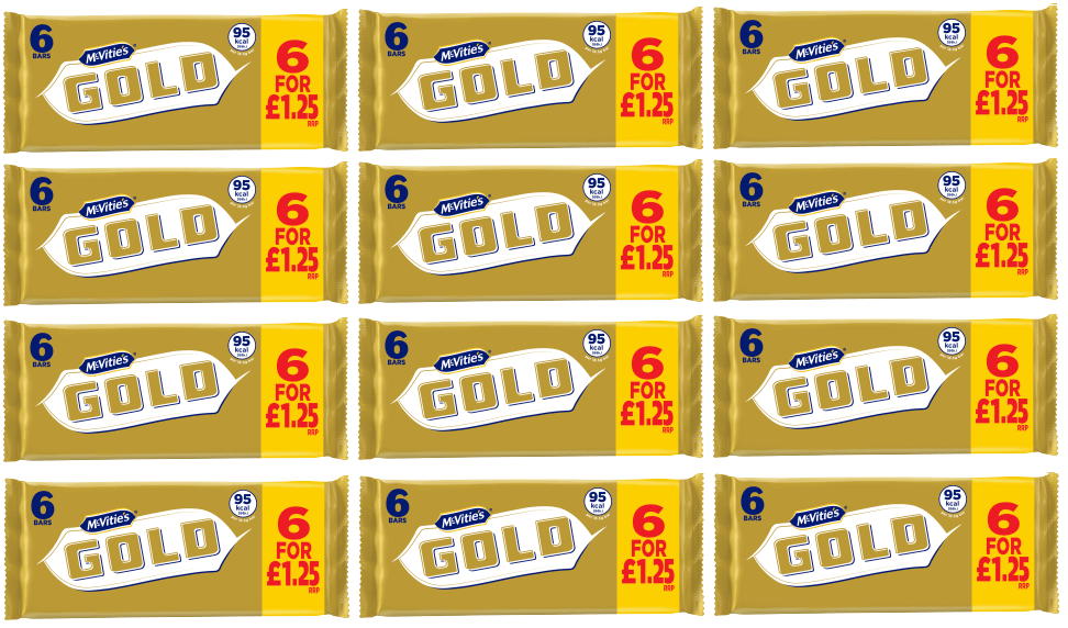 12 x Mcvities Gold Bar 6Pk 110Gm