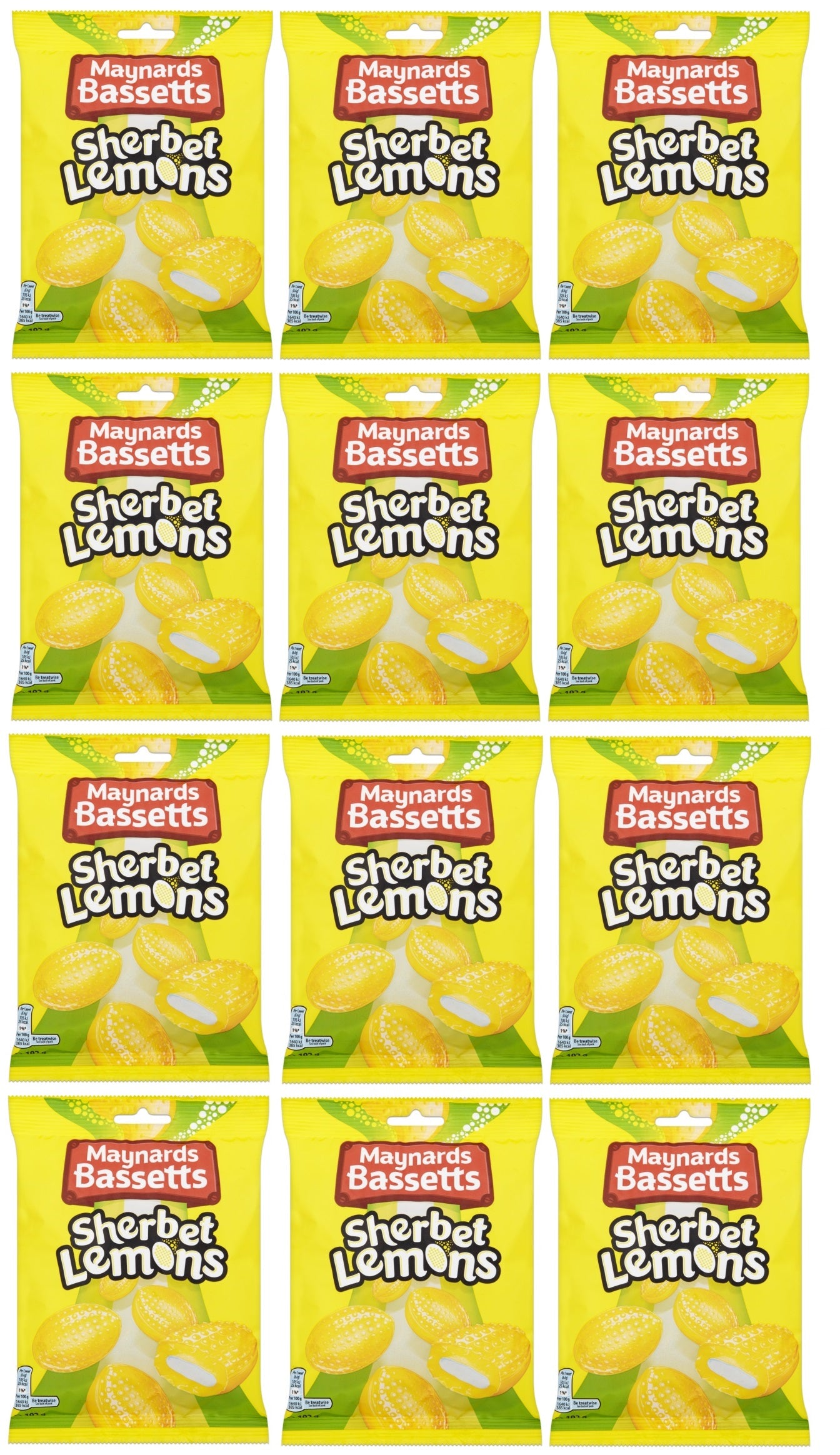 12 x Maynards Sherbet Lemon Bag - 192g