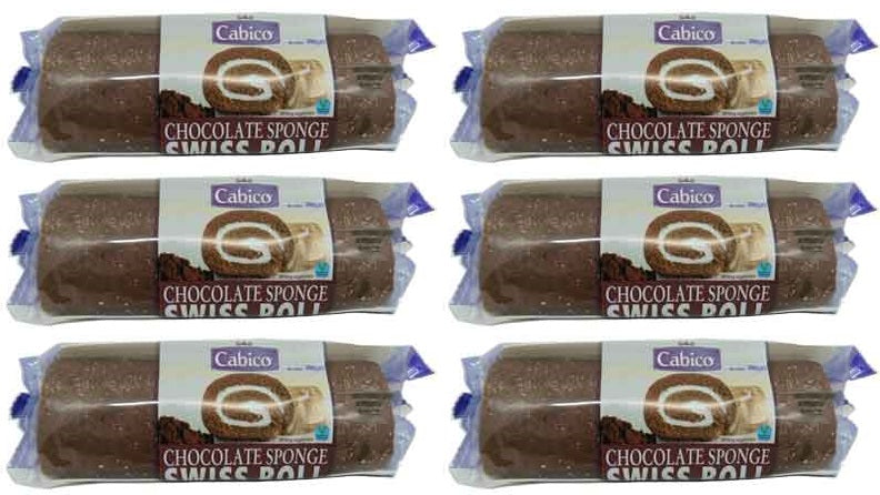 6 X Cabico Chocolate Swiss Roll 300GM