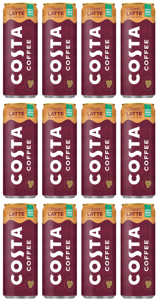 12 X Costa Coffee Caramel Latte Can 250ML