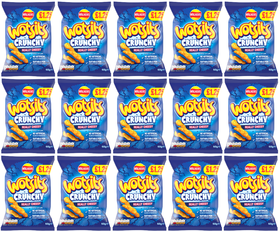 15 x Walkers Wotsits Crunchy Cheese - 60Gm