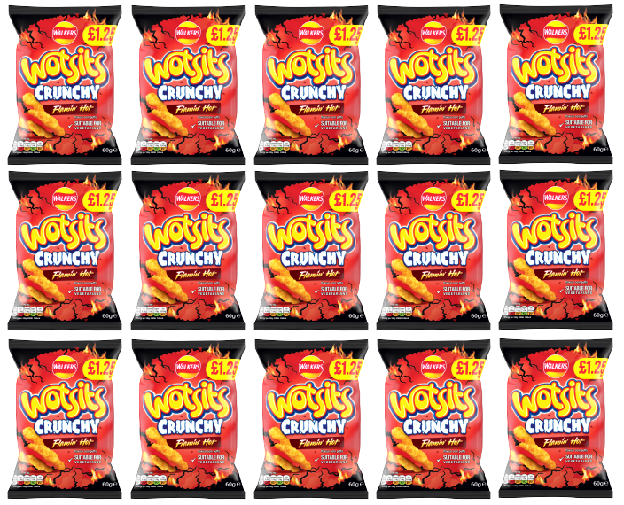 15 x Walkers Wotsits Crunchy Flamin Hot - 60Gm