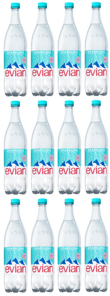 12 x Evian Sparkling Water - 1Lt