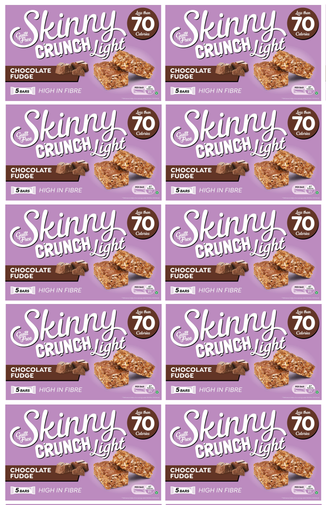 10 x Skinny Crunch Light Chocolate Fudge Bars 5 Pack - 5 X 19G