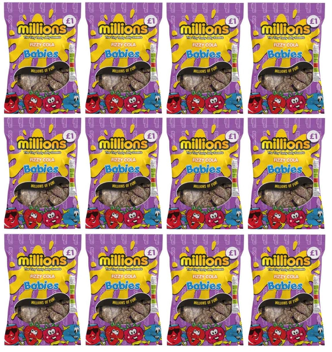 12 x Millions Fizzy Cola Babies - 120Gm