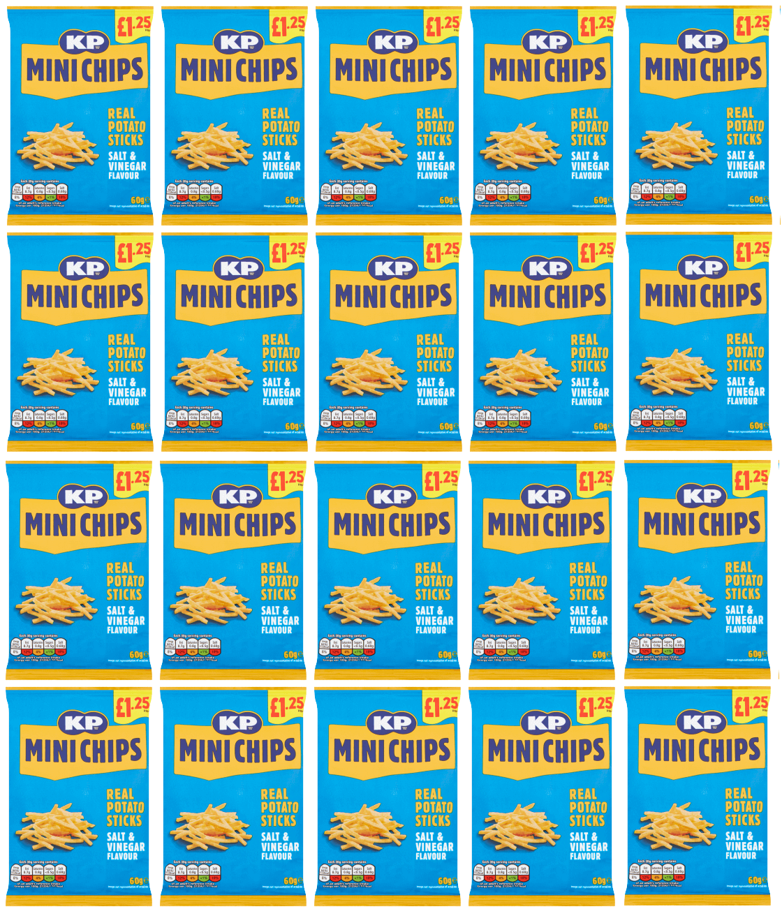 20 x Kp Mini Chips Salt & Vinegar - 60Gm