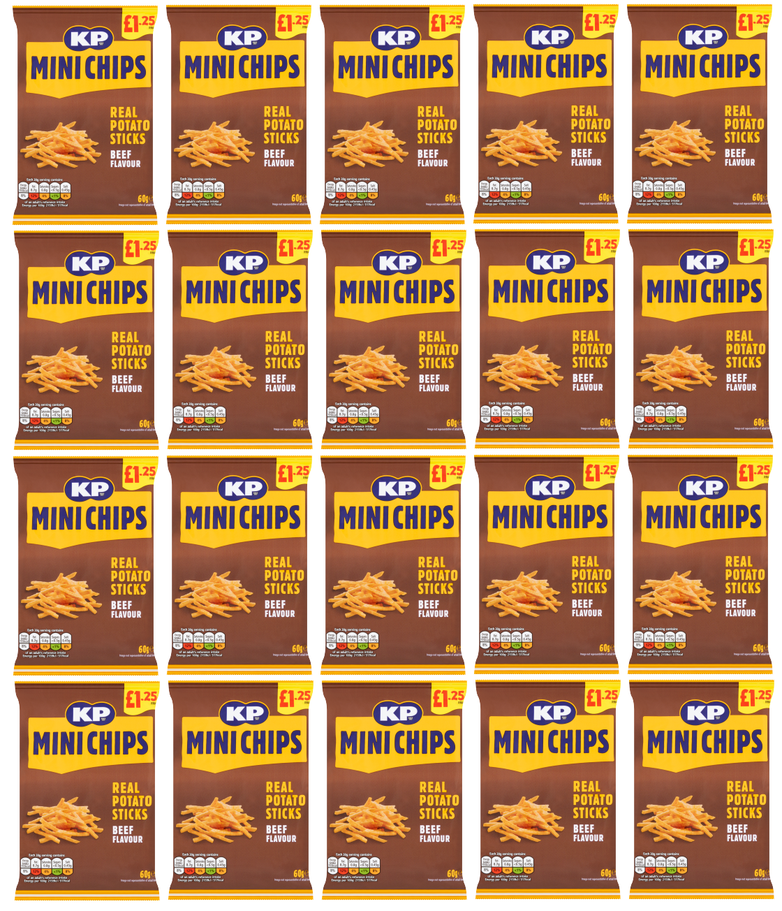 20 x Kp Mini Chips Bbq Beef - 60Gm