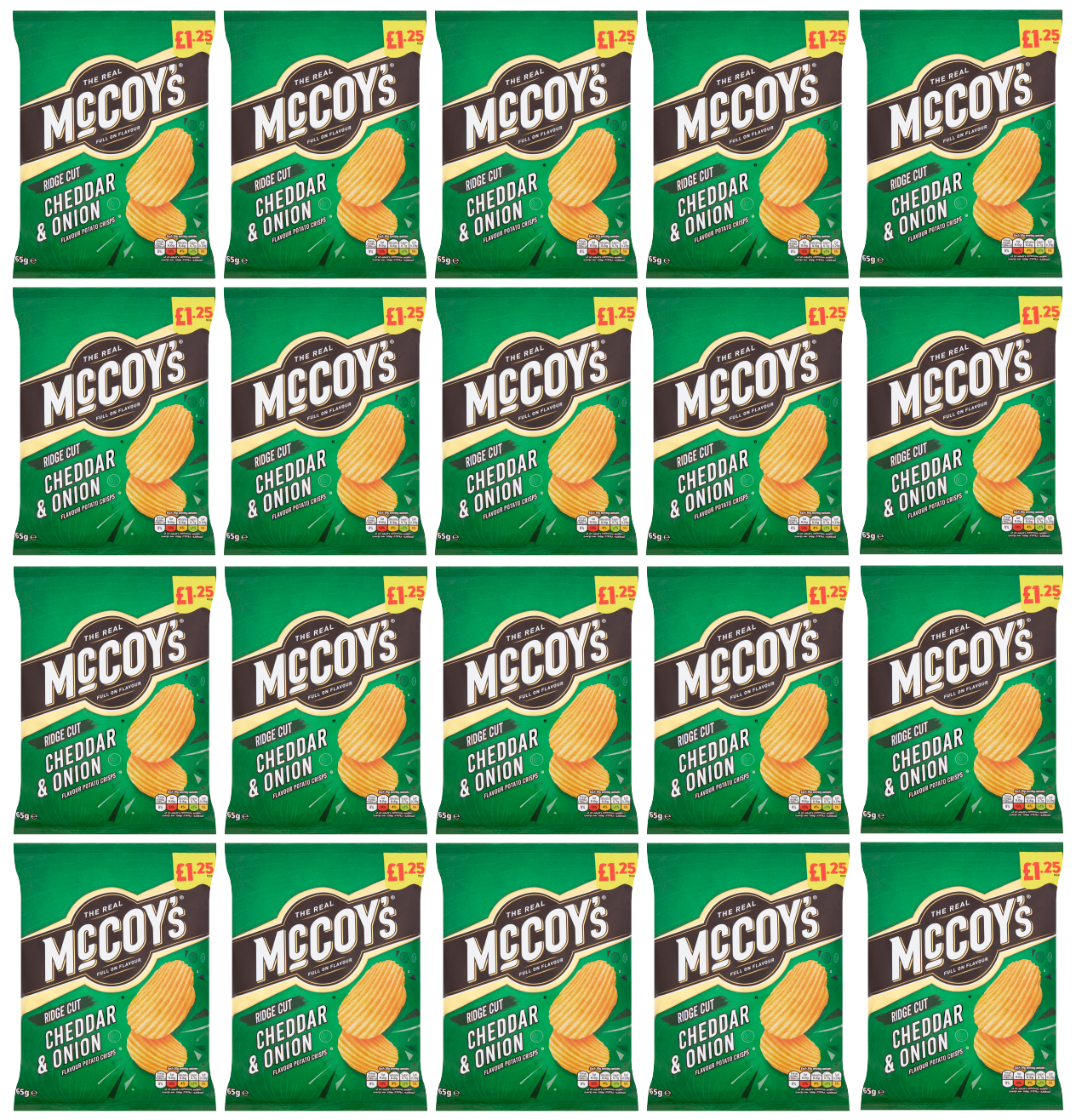 20 x Mccoys Cheddar & Onion - 65Gm