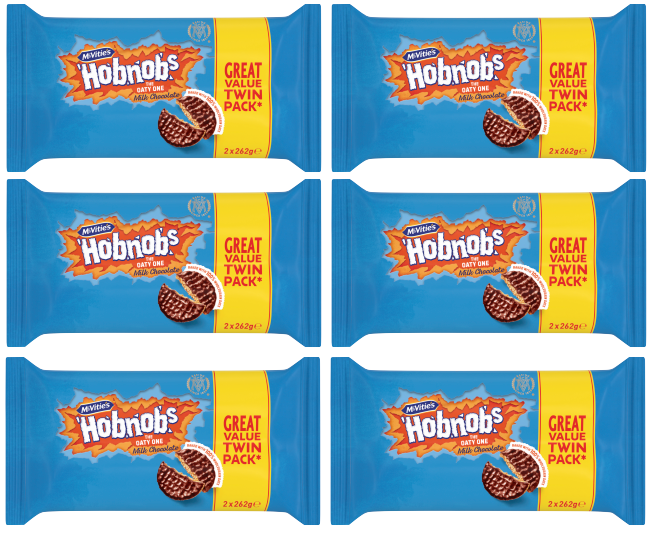 6 x Mcvities Milk Chocolate Hobnobs Twin 2X262Gm