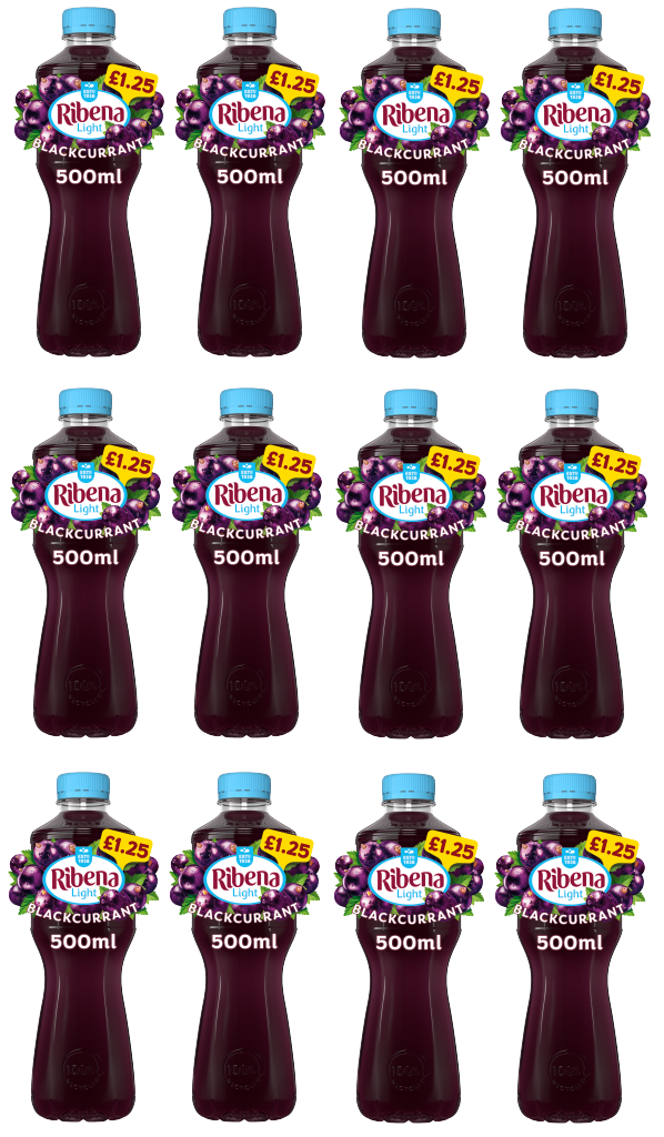 12 x Ribena Light Blackcurrant - 500Ml