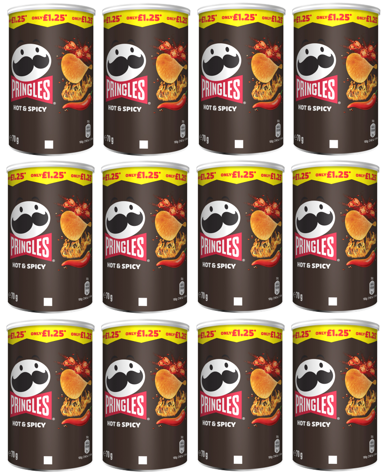 12 x Pringles Hot & Spicy - 70Gm