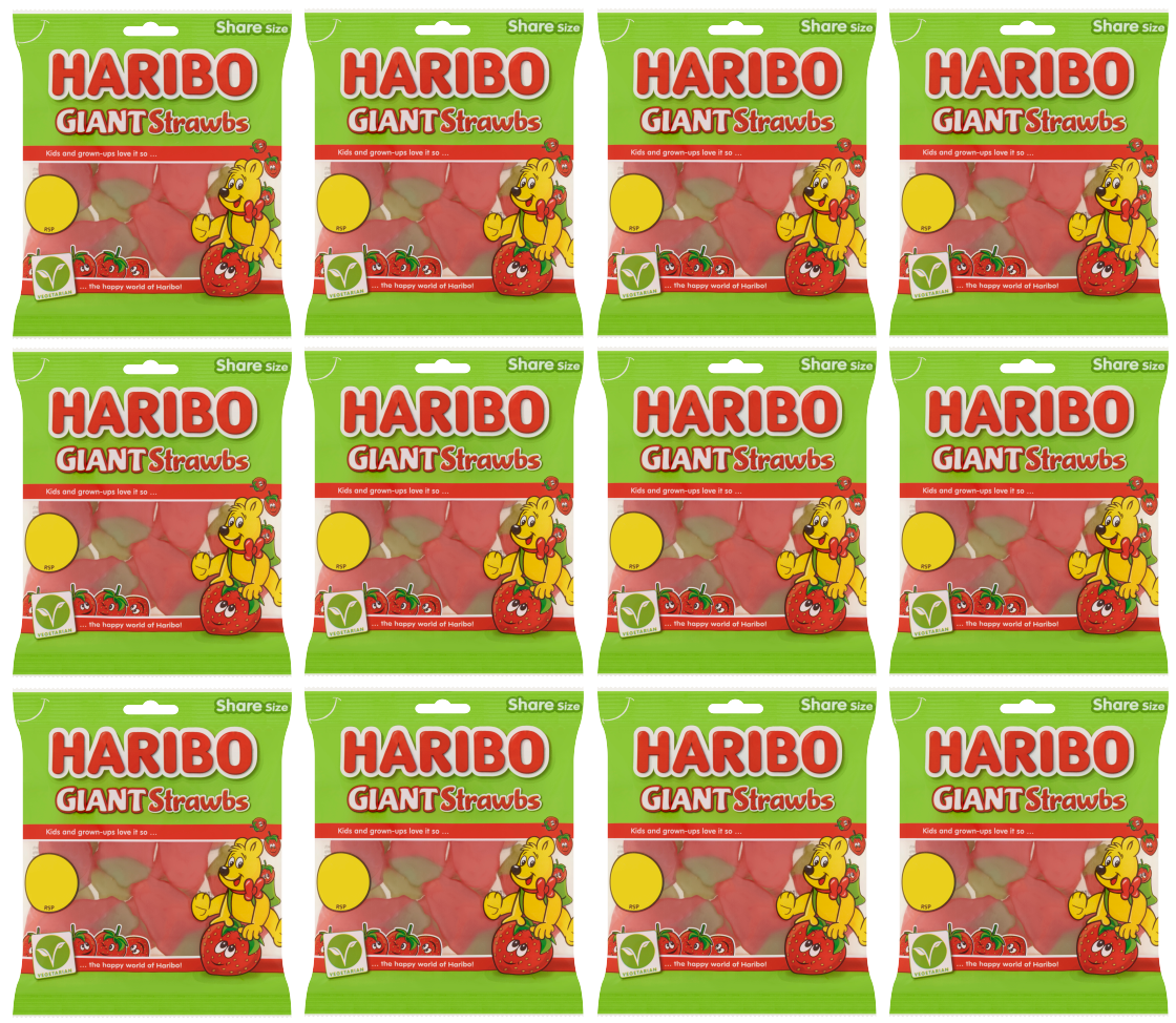 12 x Haribo Giant Strawbs - 140Gm