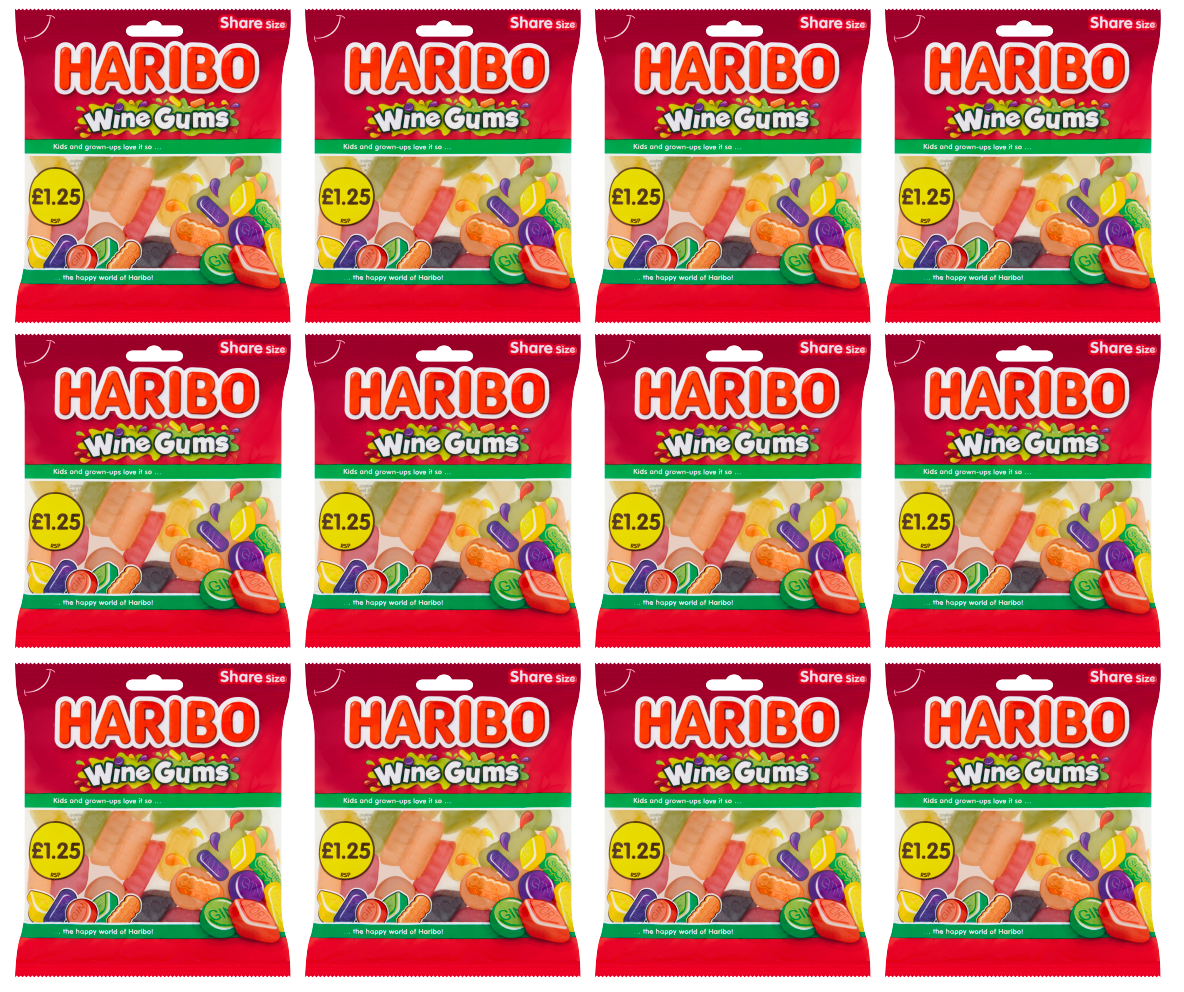 12 x Haribo Wine Gums - 140Gm