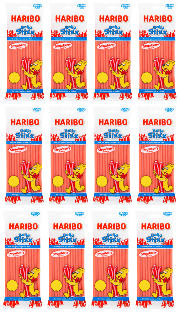 12 x Haribo Balla Stixx Strawberry - 140Gm