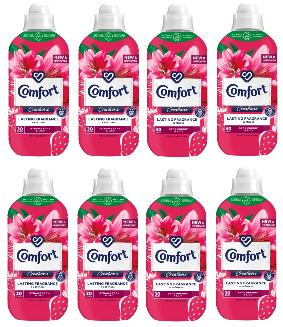 8 x Comfort Creations Strawberry & Lily 30 Wash - 900ML