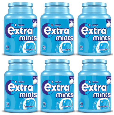 6 X Extra Mints Peppermint Bottle 70 Pc