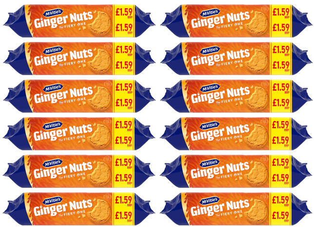 12 X Mcvities Ginger Nuts 250G