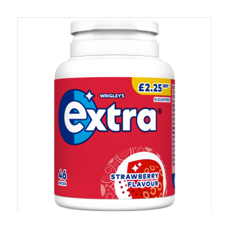 6 X Extra Strawberry Flavour Sugarfree Chewing Gum Bottle 46PCE