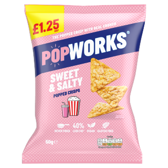 15 x Popworks Sweet And Salty Popped Crisps £1.25 - 50GM