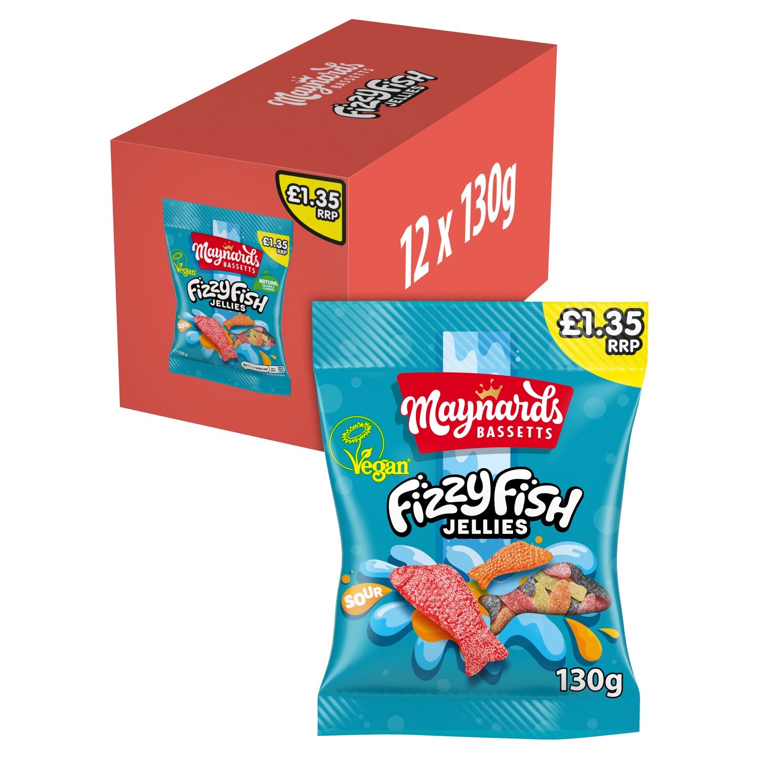 12 x Maynards Fizzy Fish Bags - 130GM