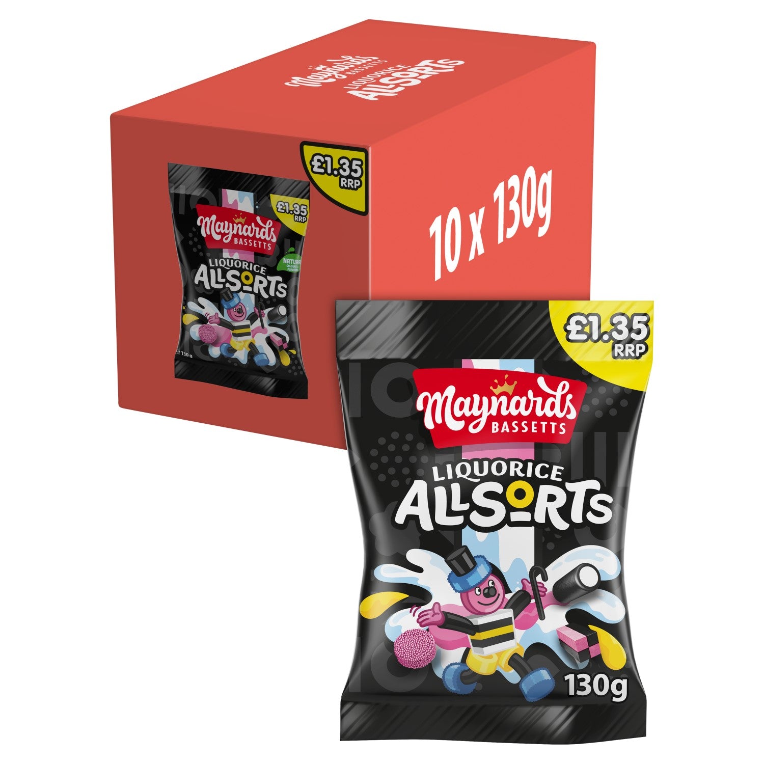 10 x Maynards Liquorice Allsorts Bags - 130GM