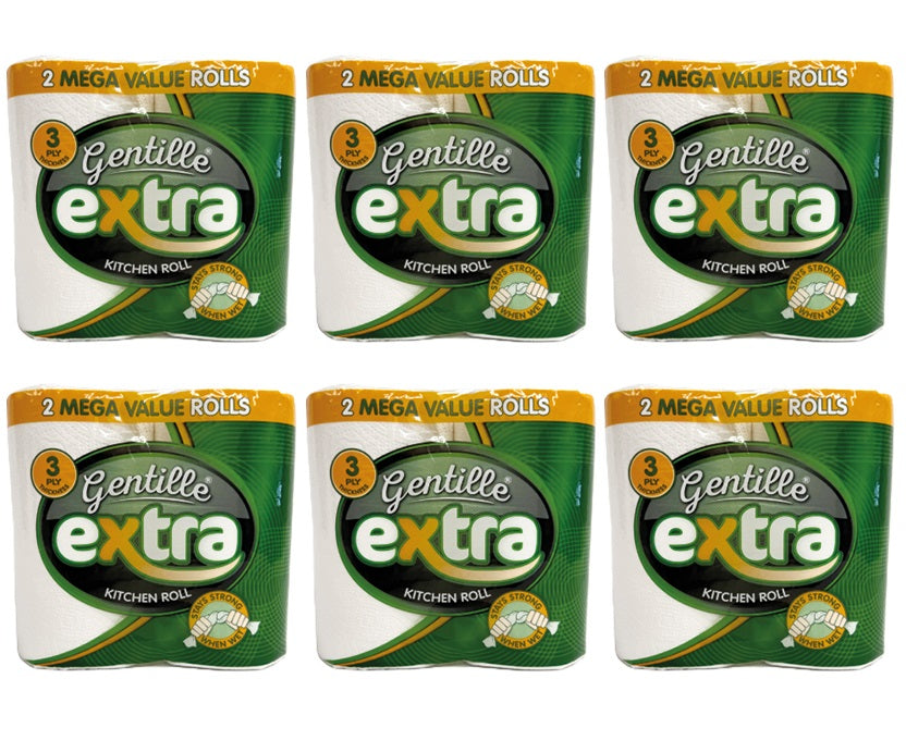 6 X Gentille Extra Kitchen Roll - 2 Pack