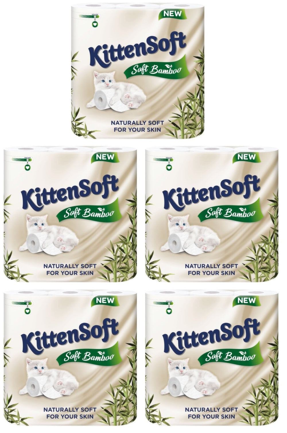 5 x Kittensoft Soft Bamboo 9 Toilet Rolls