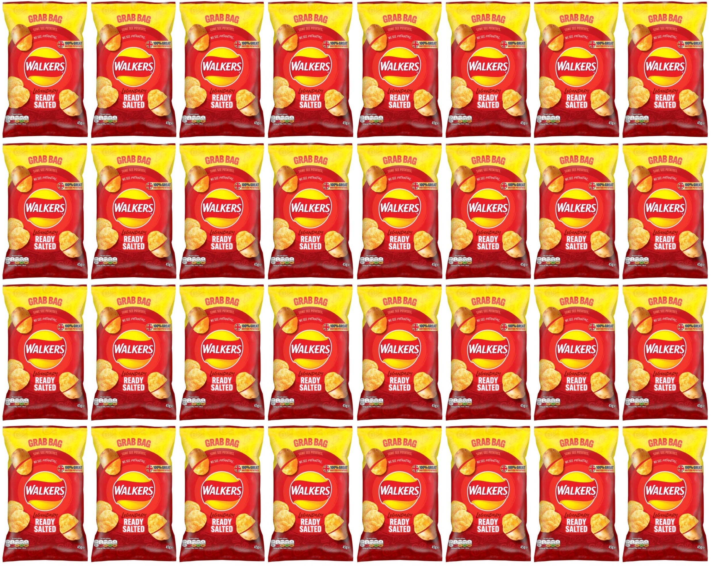 32 x Walkers Ready Salted Crisps 45G