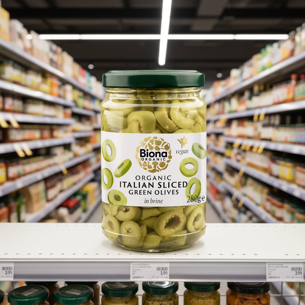Biona Sliced Green Olives Brine Org - 280g