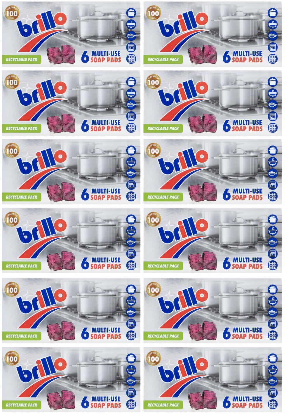 12 X Brillo Pads - 6 Pack