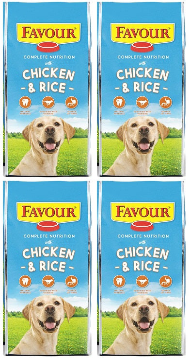 4 x Favour Dry Food Chicken & Rice - 2KG