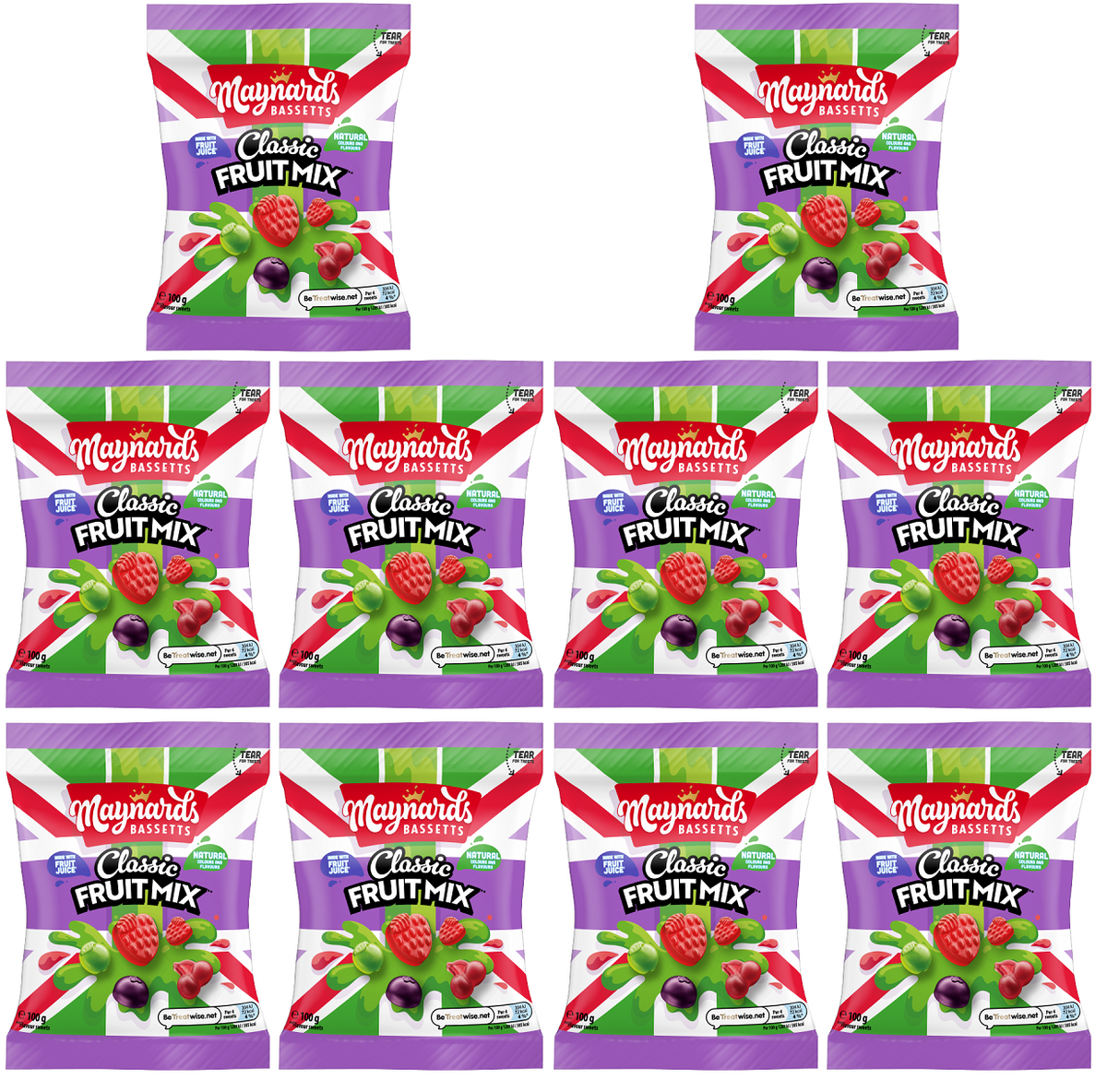 10 X Maynards Classic Fruit Mix Sharing Bag Mondelez - 100Gm