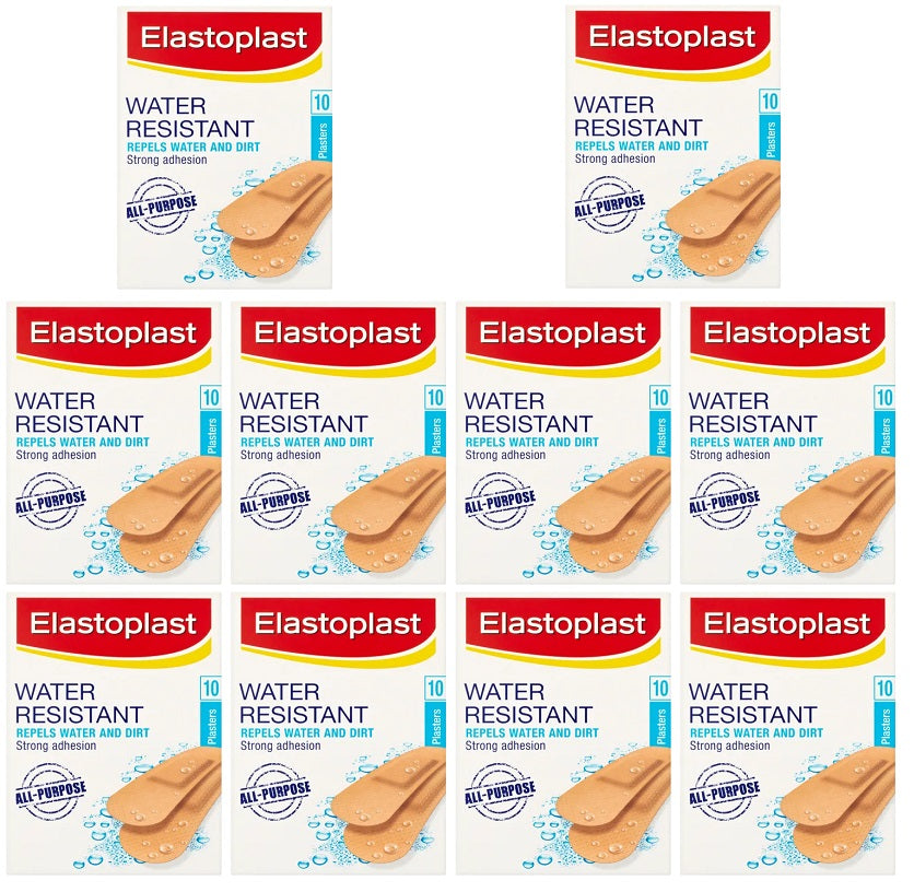 10 x Elastoplast Water Resistant Plastic Plasters (10 Pcs)