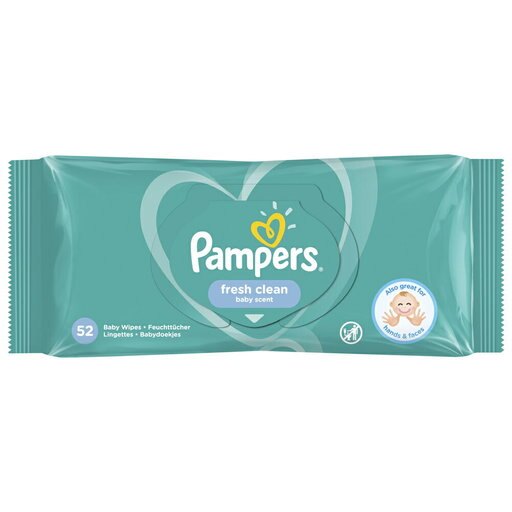 12 x Pampers Fresh Clean Baby Wipes 1 Pack = 52 Baby Wet Wipes