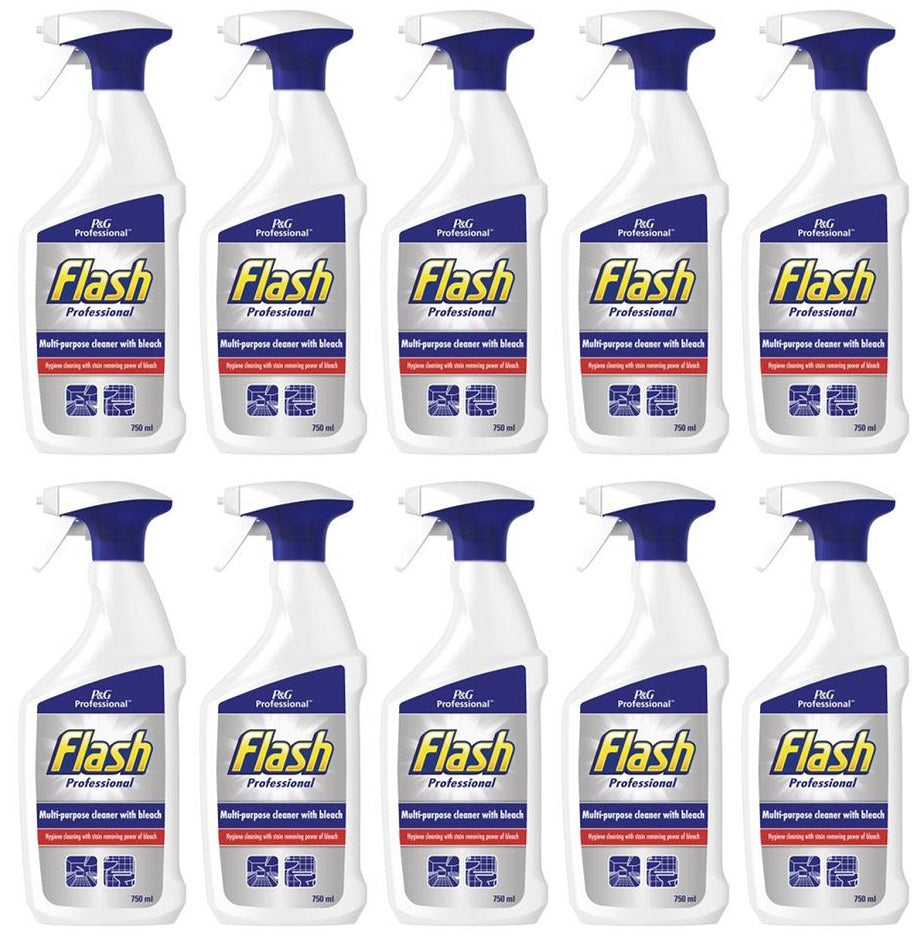 10 x Flash Professional Multi-Purpose Cleaner With Bleach 750Ml