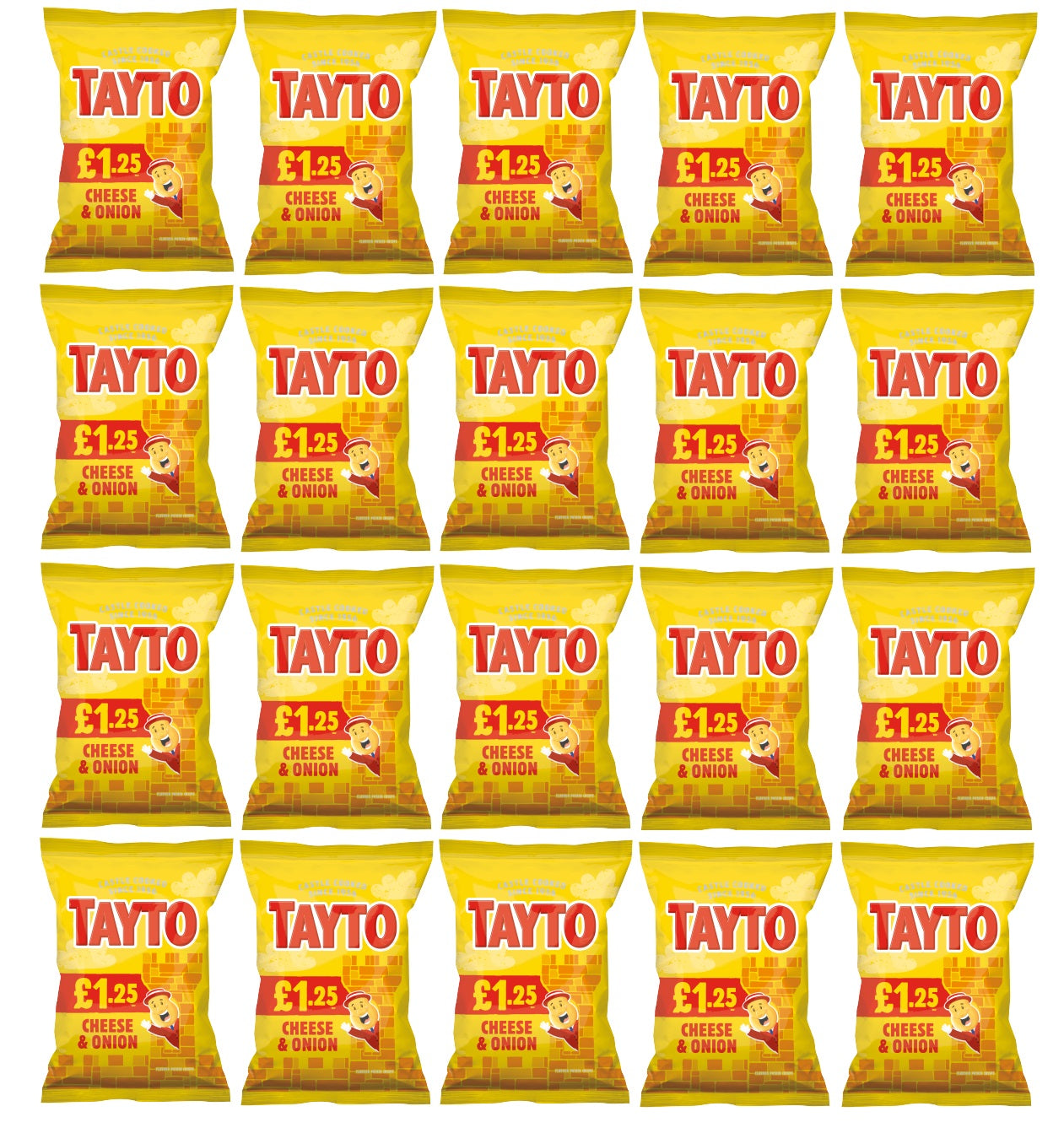 20 x Tayto Cheese & Onion Crisps - 65Gm