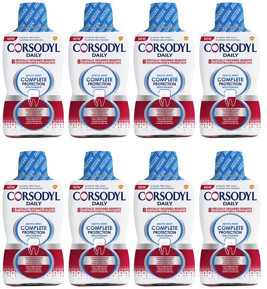 8 x Corsodyl Complete Protection Gum Care Mouthwash Extra Fresh 500Ml