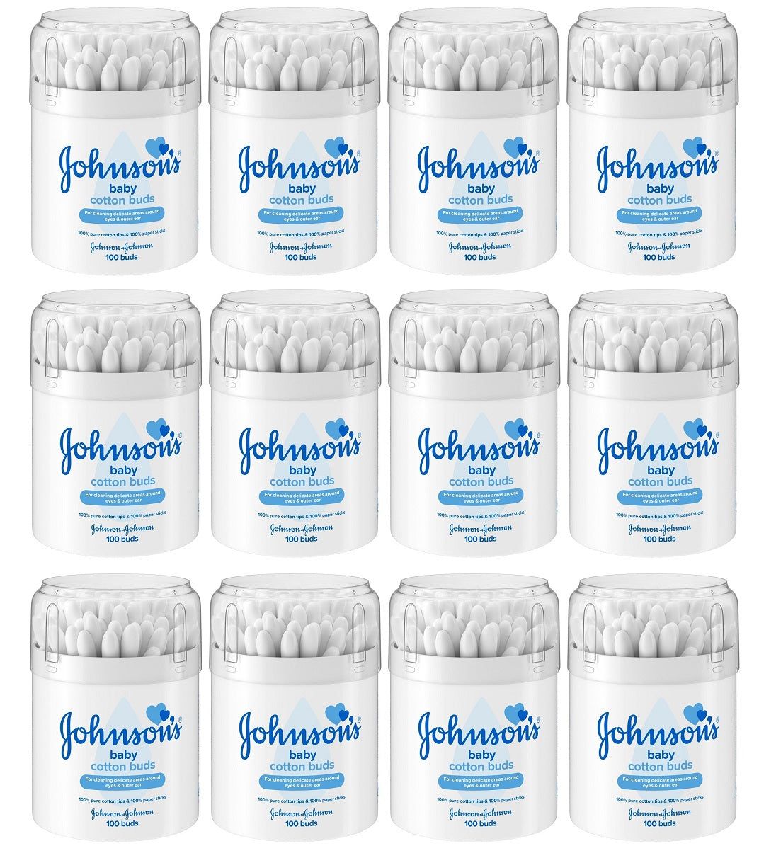 12 x Johnson's Baby Cotton Buds 1200 Pieces