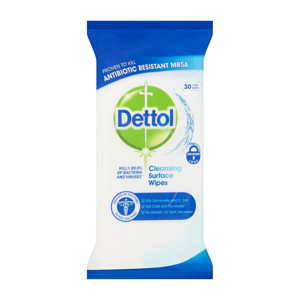 10 x Dettol Antibacterial Cleansing Surface 30 Large Wipes