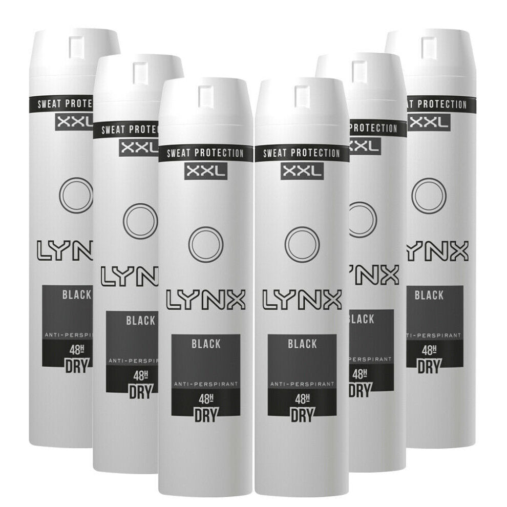 6 x Lynx  Anti-Perspirant Deodorant Spray Xxl Black 250 Ml