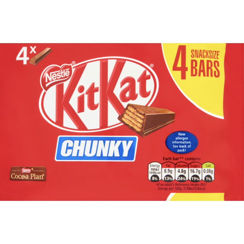 24 x Kitkat Chunky Milk Chocolate Bar 4 X 32G (128G)