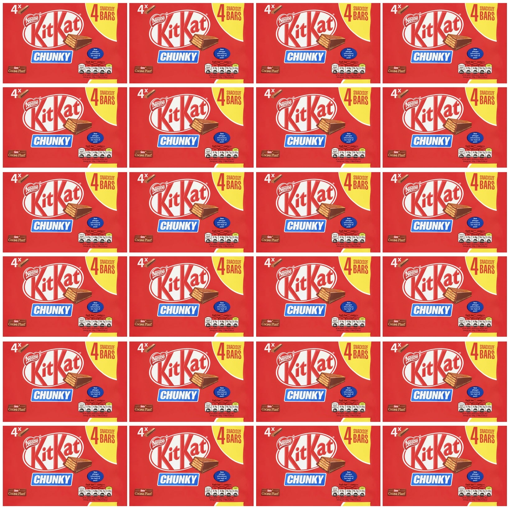 24 x Kitkat Chunky Milk Chocolate Bar 4 X 32G (128G)